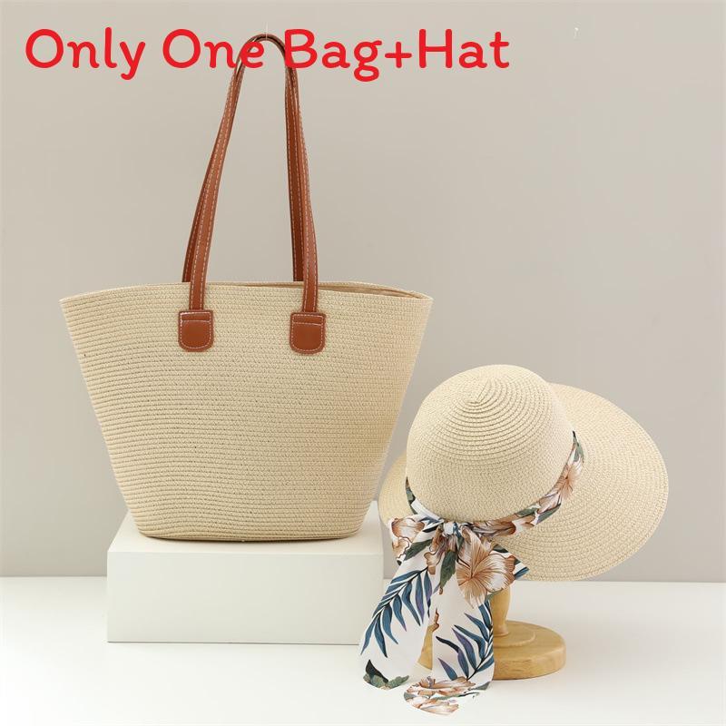 Straw Hat And Bag Set With Sun Protection For Outdoor Travel Casual Summer Adults