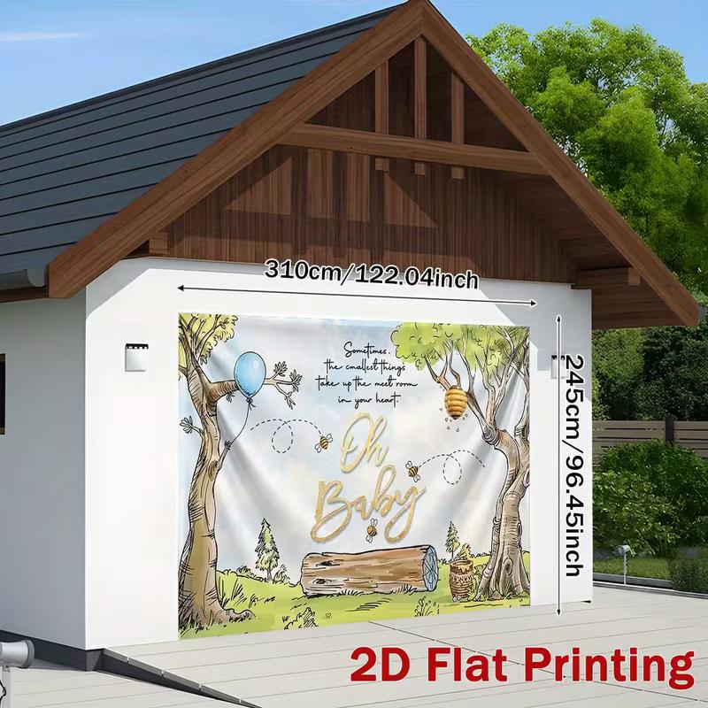 2D Classic Pooh Bear Bee Photography Background Cloth for Gender Reveal