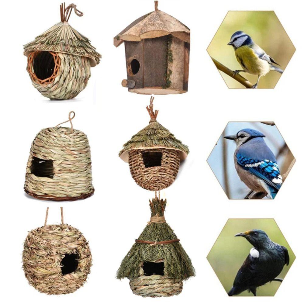 Natural Grass Birds House 6 Style Birds Nest Pet Bedroom Parrot Breeding Hut  Shelter