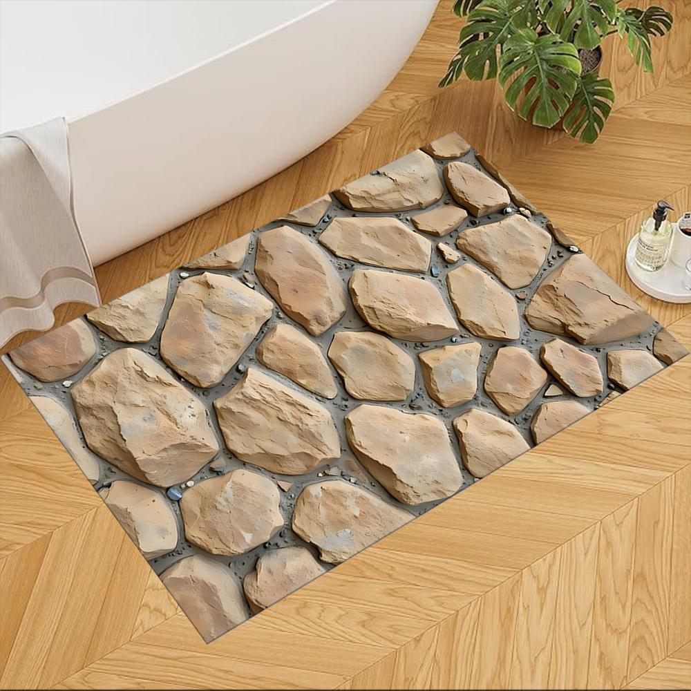 Stone Wall Texture Pattern Non-Slip Home Carpet Design for Living Room Bedroom Office Decor Gift with Vibrant Pattern and Comfortable