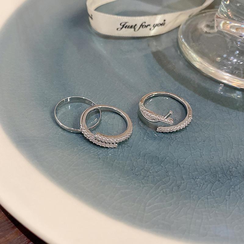 3-piece set of Personality Plain Circle Elegance Open Mouth Rings  Women Trend Party Aesthetic Jewelry Gift
