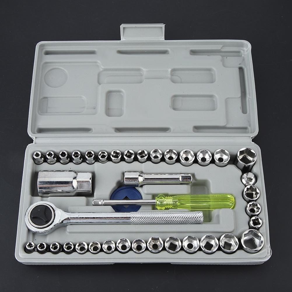 40Pcs Set Car Motorcycle Wrench Socket Set Sleeve Combination Removal Installation Repair Tools
