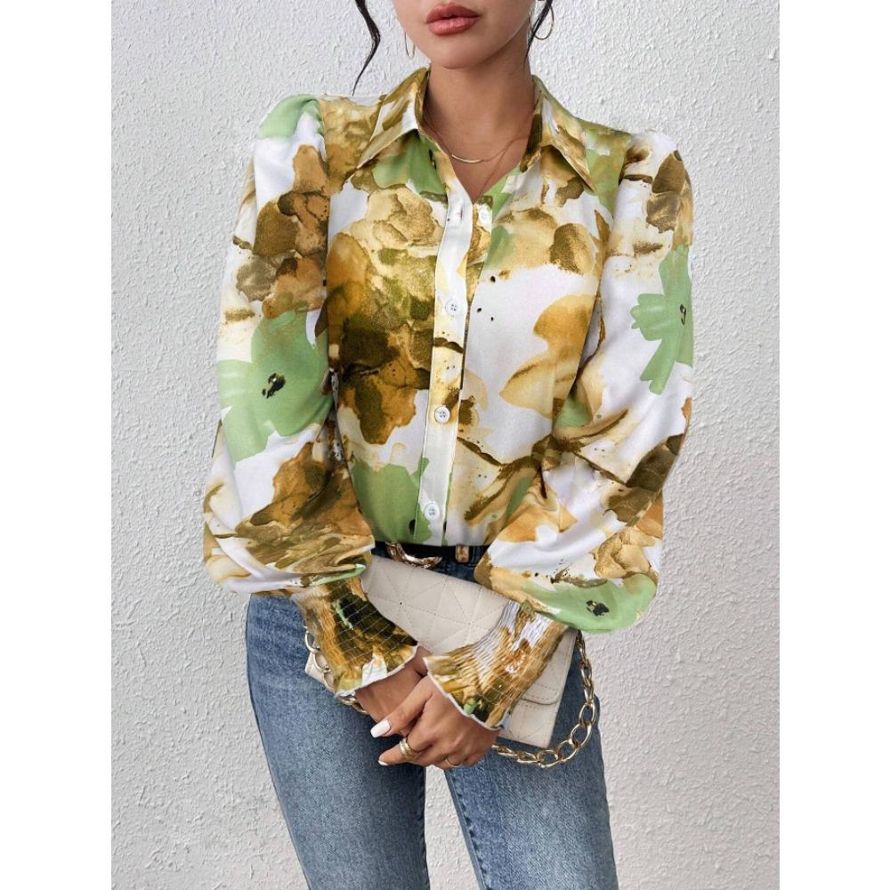 Revers Blase Langarm Locker Druck Hemd