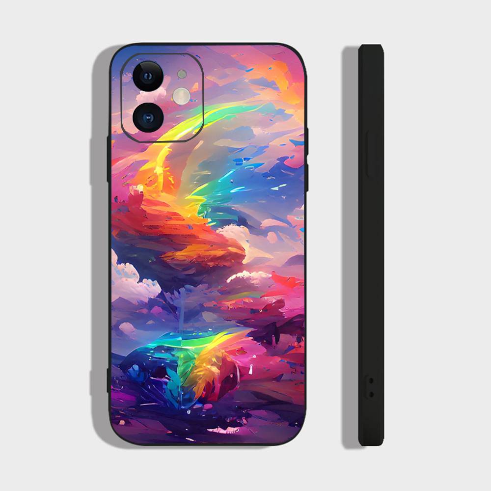 Colorful Starry Sky Galaxy Phone Case For IPhone 17 Air 16 15 14 13 Pro Max 11 12 Black Silicone Cover