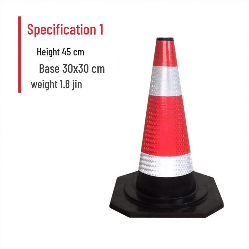 70cm Weighted Ice Cream Cone Traffic Barrier with Reflective Black Rubber Base