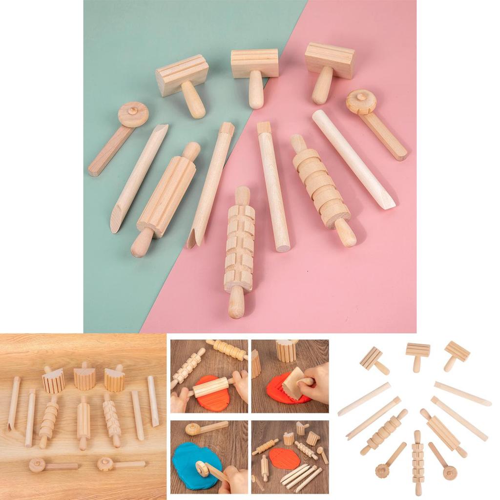 Mattarello in Legno per Bambini Fatto a Mano per Preparare Cibo e Gioco Creativo