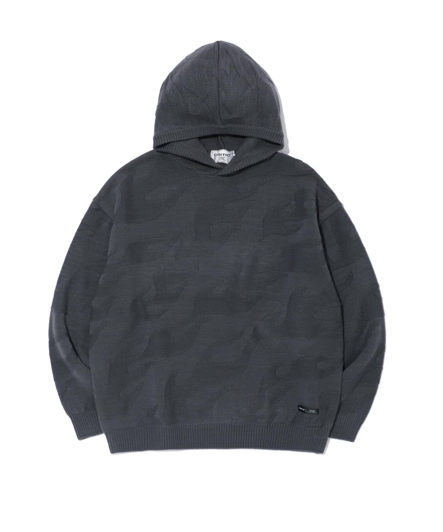 Critic Flame Hood Knit Charcoal Charcoal/L