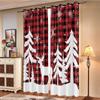 Blackout Christmas Reindeer Print Perforated Curtains Multiple Size Bedroom Insulation Holiday Decoration Easy Installation Curtain Set Of 2 Made