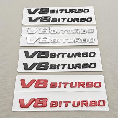 2pcs 3D ABS Car Letter Logo V8 BITURBO Sticker Fender Side Badge Emblem Decal For Mercedes Benz G63 S63 C63 E63 C63S Accessories JO7