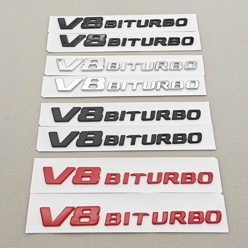2pcs 3D ABS Car Letter Logo V8 BITURBO Sticker Fender Side Badge Emblem Decal For Mercedes Benz G63 S63 C63 E63 C63S Accessories