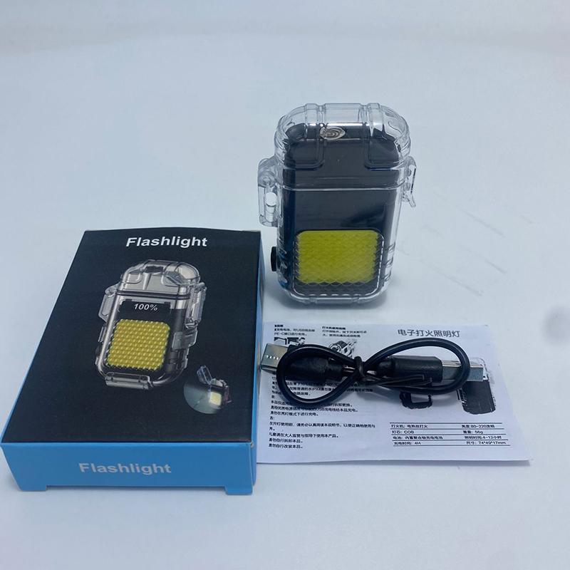 Multi-Function Electric Wire Lighter Waterproof With Emergency Keychain Light Portable Mini Rechargeable Cigarette Lighter