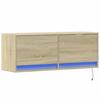VidaXL Meuble TV mural avec lumières LED chêne sonoma 100x31x35 cm, meuble TV suspendu au mur, unité TV flottante, support 852364