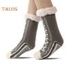 1 Pair Winter Socks Shoes Pattern Plush-lined Warmth Retention Christmas High-tube Socks Leg Warmer Fall Winter Floor Socks Holiday Gift