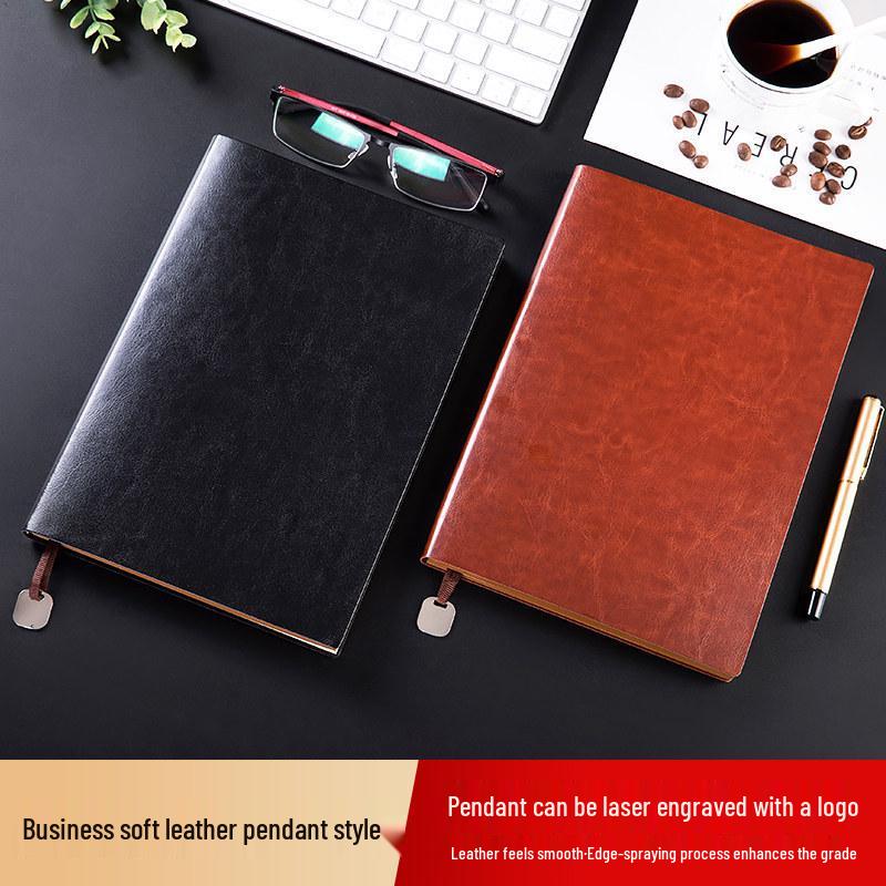 Customized High-End Leather A5 Notebook with Logo for Business Meetings