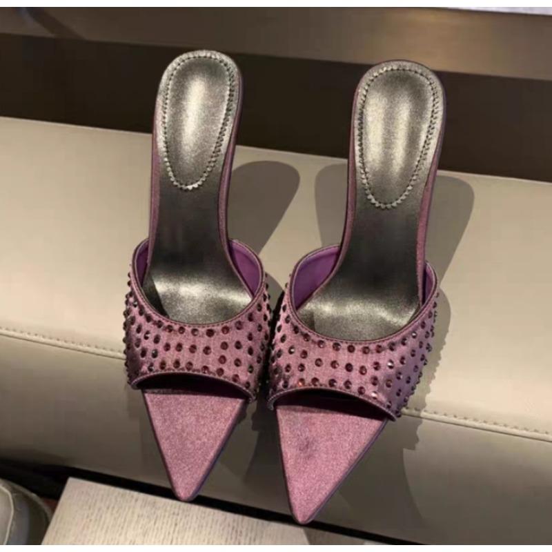 Fashion 2025 Summer Transparent High Heels Sandals Women High Quality Luxury Rhinstones Peep Toe Sexy Prom Party Ladies Slippers