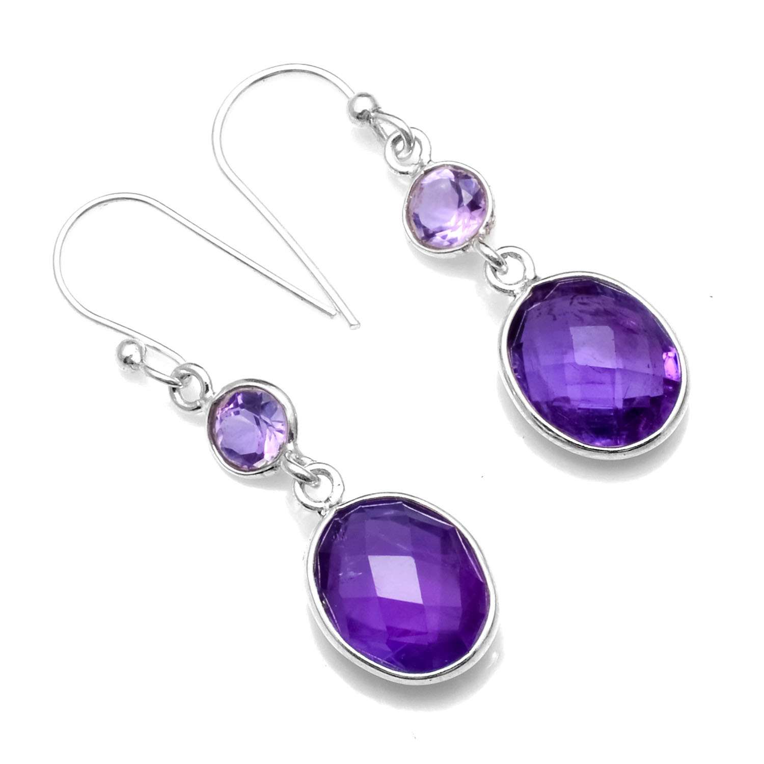 

Amethyst Gemstone Earrings Solid 925 Sterling Silver Handmade Earrings Jewelry Gift For Women And Girls E-792