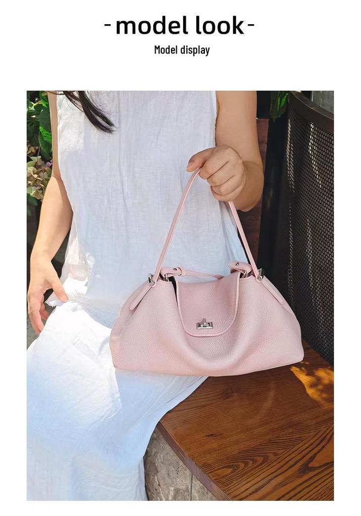 Women's Genuine Leather Crossbody Tote - Fashionable, Large Capacity, Commuting Shoulder Bag.