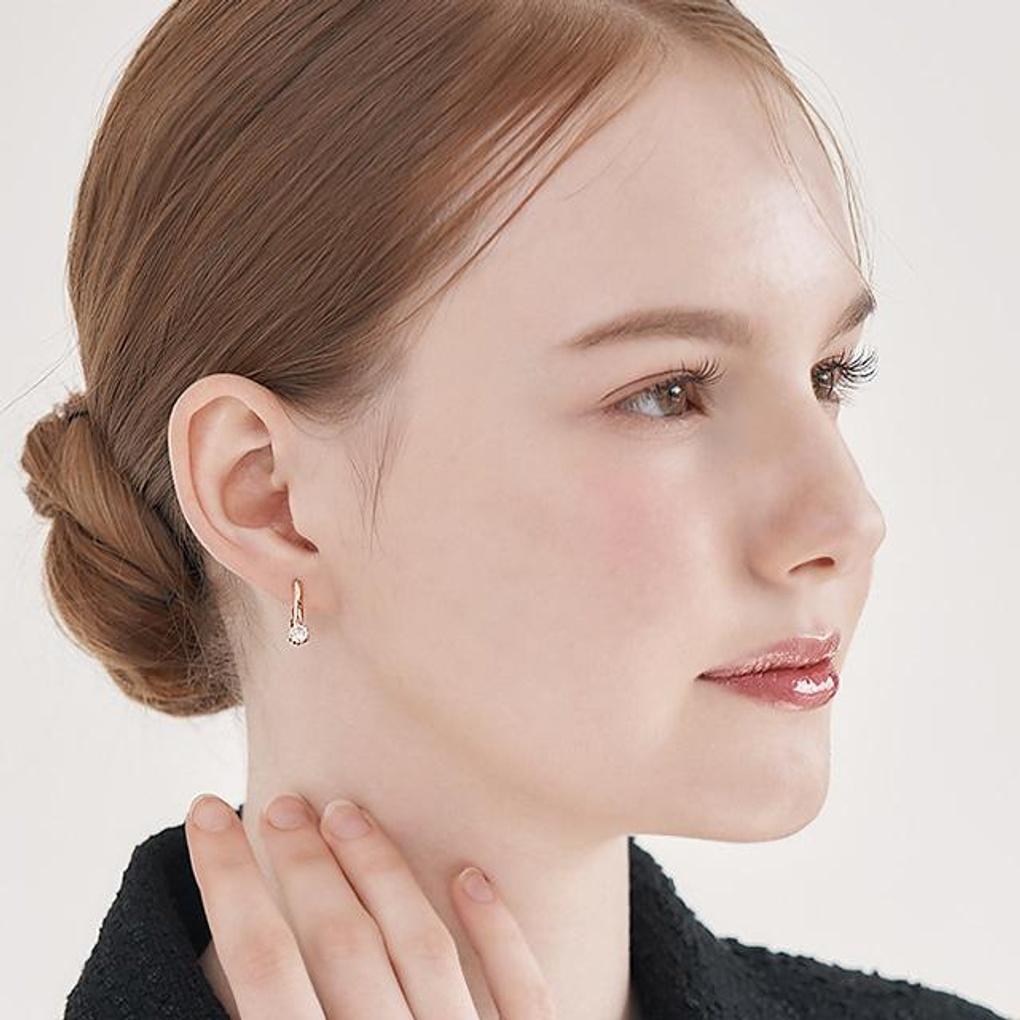 [ELLE Jewelry] 14K Basic Cubic Point One-Touch Earrings ELGPEE554