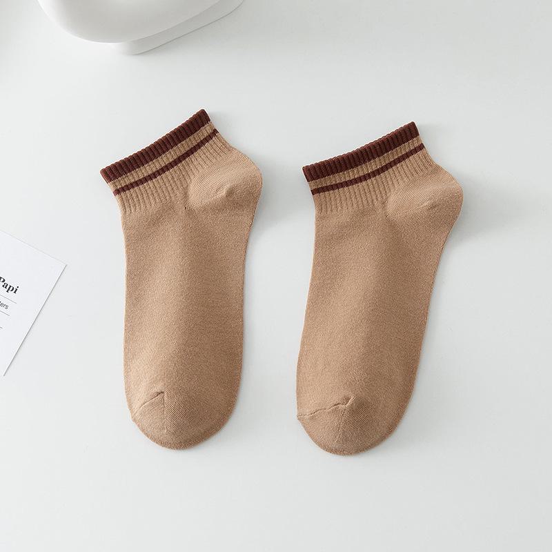 Women's Short Socks - Korean & Japanese Style, Sweat-Absorbing, Non-Slip, Solid Color, Spring/Autumn, Internet Trend