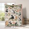 Vintage Pet Cat Digital-printed Polyester Bedroom Velvet Flannel Soft Sofa Cover Blanket Fleece Soft Cover Blankets for Beds