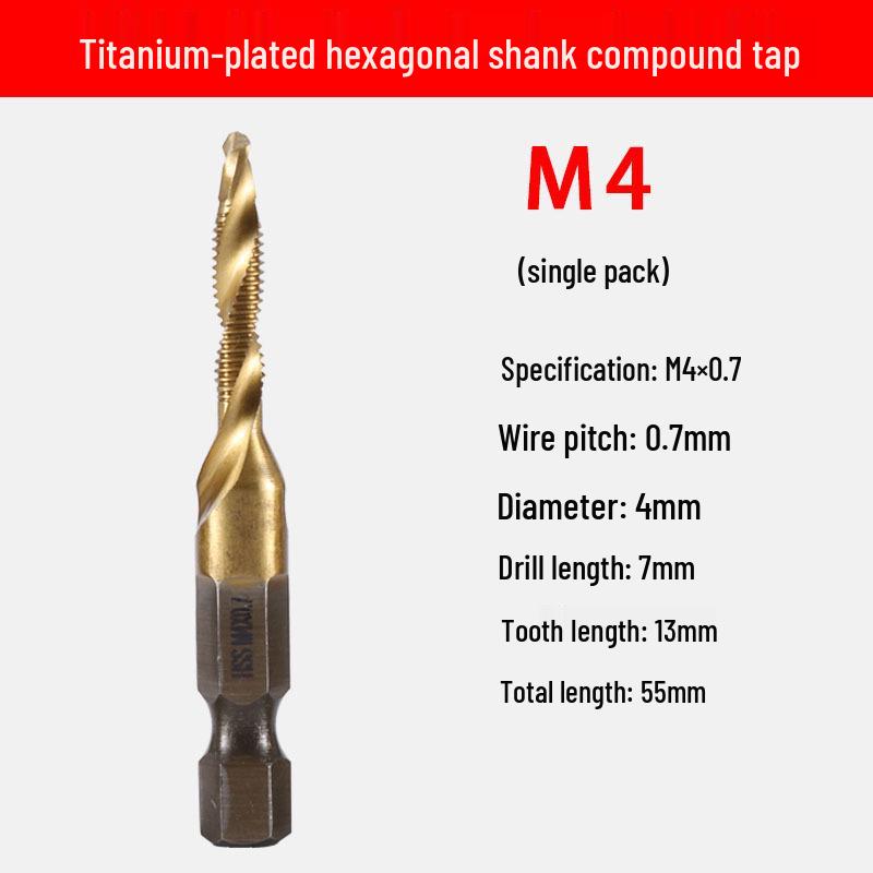 Multifunctional Hex Shank Spiral Tap and Drill Set for Electric Drills