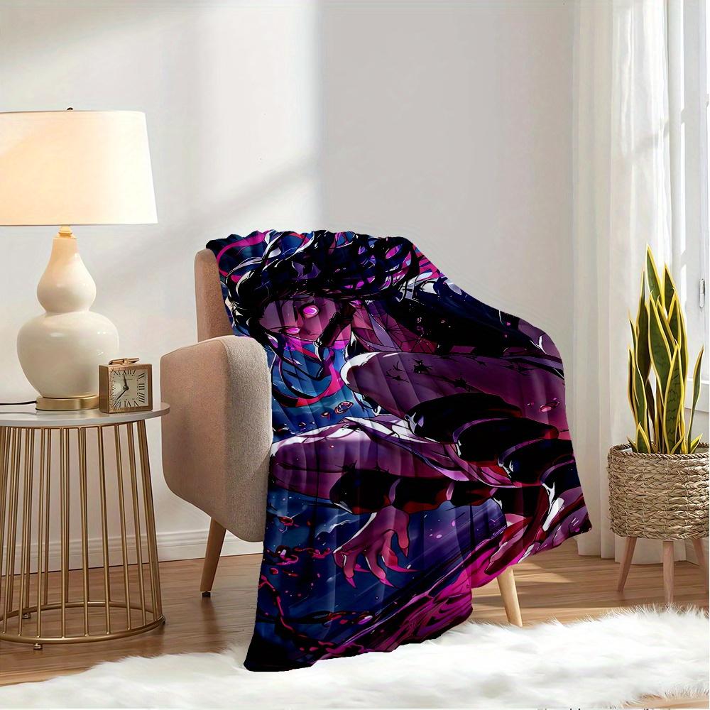 For Demon Slayer: Kimetsu No Yaiba-Themed Flannel Blanket, Glam Style, Digital Print, All-Season Comfort, ,for Cozy Plush Flannel Cover104