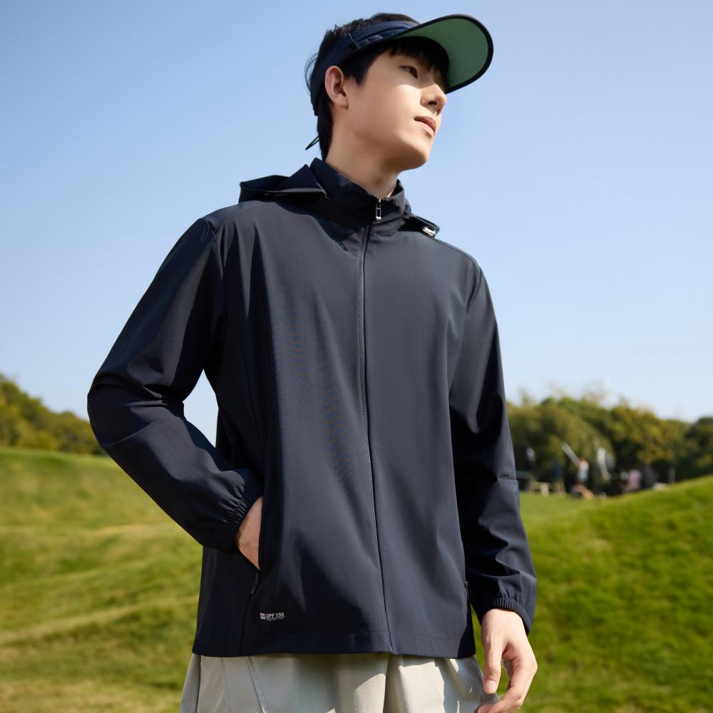 Men's Ice Silk Sun Protection Suit with Detachable Hood - Breathable UV Resistant Outerwear for Women and Men