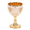 Coppa Calice da Vino in Lega 30ml Stile Europeo High End Uso Domestico Metallo Vintage Motivo a Rose Tutto Bianco