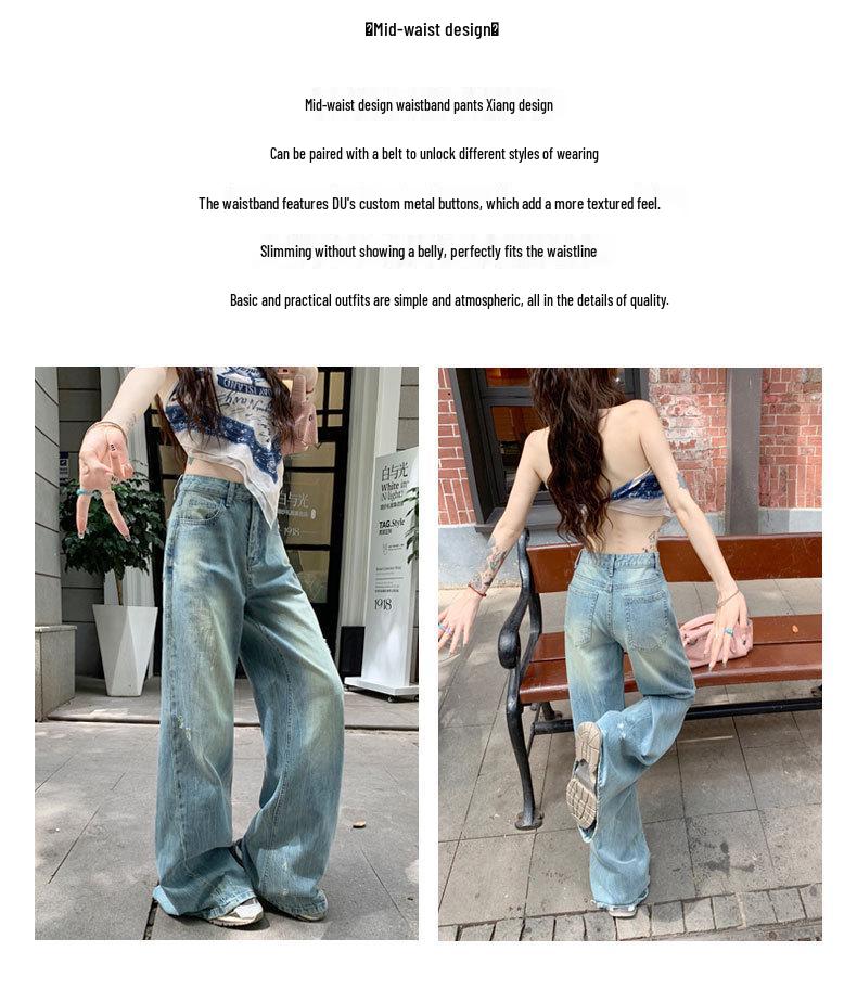Autumn Women’s Mid-Low Waist Wide Leg Flare Jeans - Loose, Slimming, Ripped, Straight Micro Flare Pants