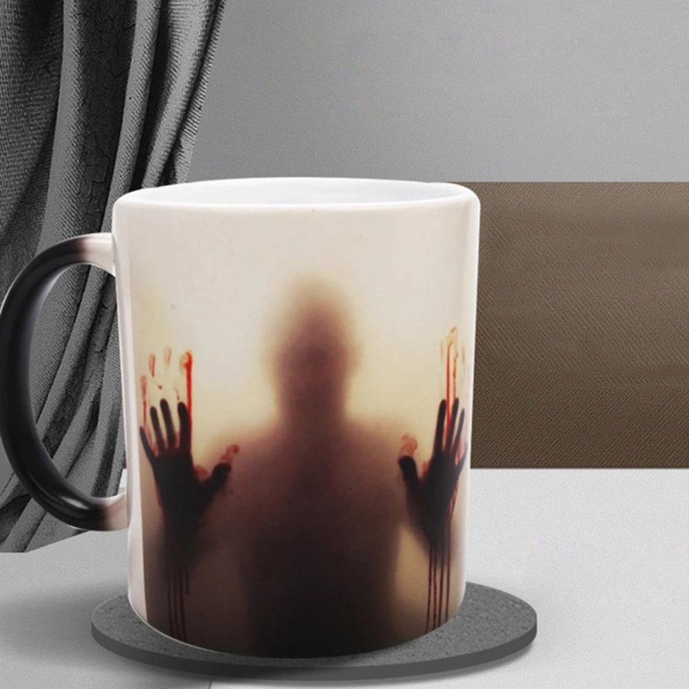 Heat Sensitive Halloween Decoration Color Changing Tea Cup Milk Bottle Coffee Mug Drinkware
