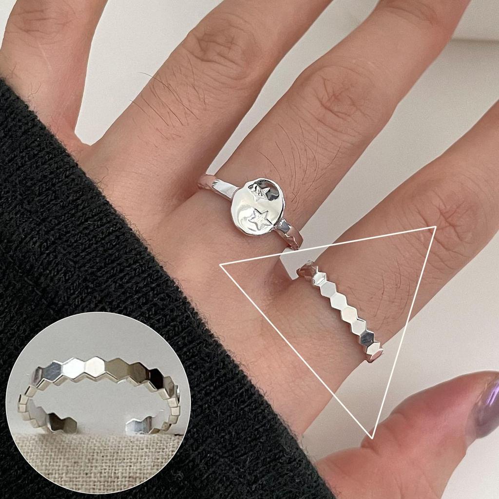 Women's Retro Black Oval Geometric Open Ring - Versatile Fashion Index Finger Jewelry