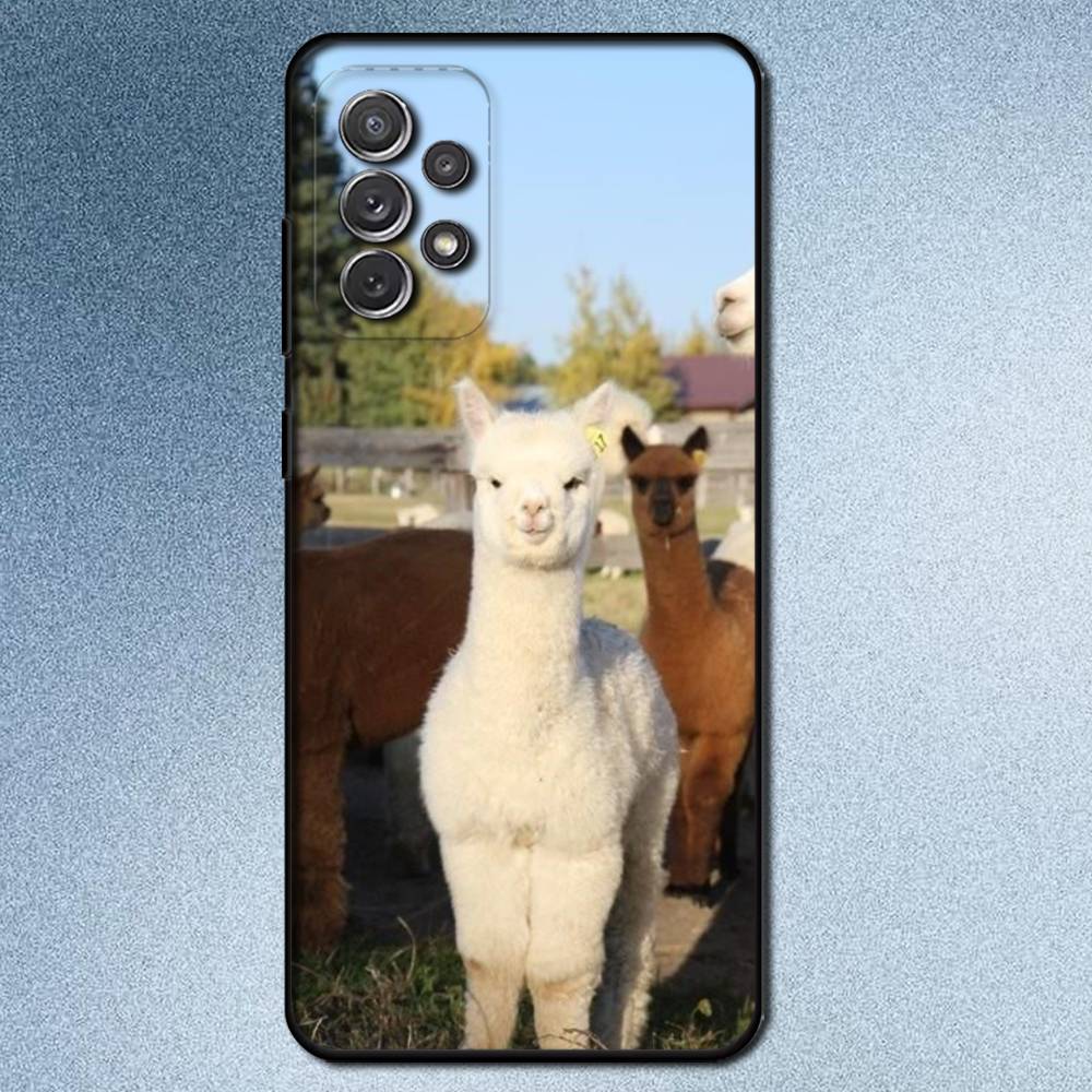 Kawaii Alpaca Lovely Phone Case For Samsung S25,S24,S21,S22,S23,S30,Ultra,S20,Plus,Fe,Lite,Note,10,9,5G Black Cover