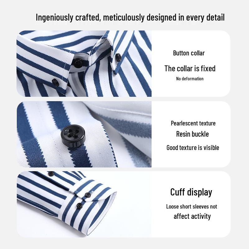 Herrskjorta i stretch för affärsbruk: Lång- eller kortärmad randig, Vår/Sommar-kollektion