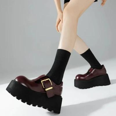 2024 Fashion Ladies Shoes Buckle Strap Women's High Heels Hot Sale Round Toe Casual Pumps Women New Solid Platform Heels Zapatos