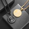 New Stainless Steel Sun Moon Yin and Yang Tai Chi Round Pendant Necklace Creative Stainless Steel Jewelry for Men and Women