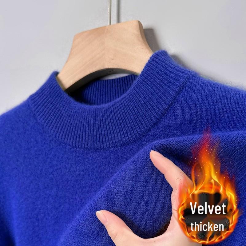 Men's Half-High Collar Thick Knit Sweater - Autumn/Winter Velvet Business Layer