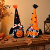 Decorative Gnome Toys Halloween Plush Decoration, Spooky Orange Black Boo Pumpkin Swedish Tomte Seasonal Table Accents Figurine, Elf Dwarf Ornaments
