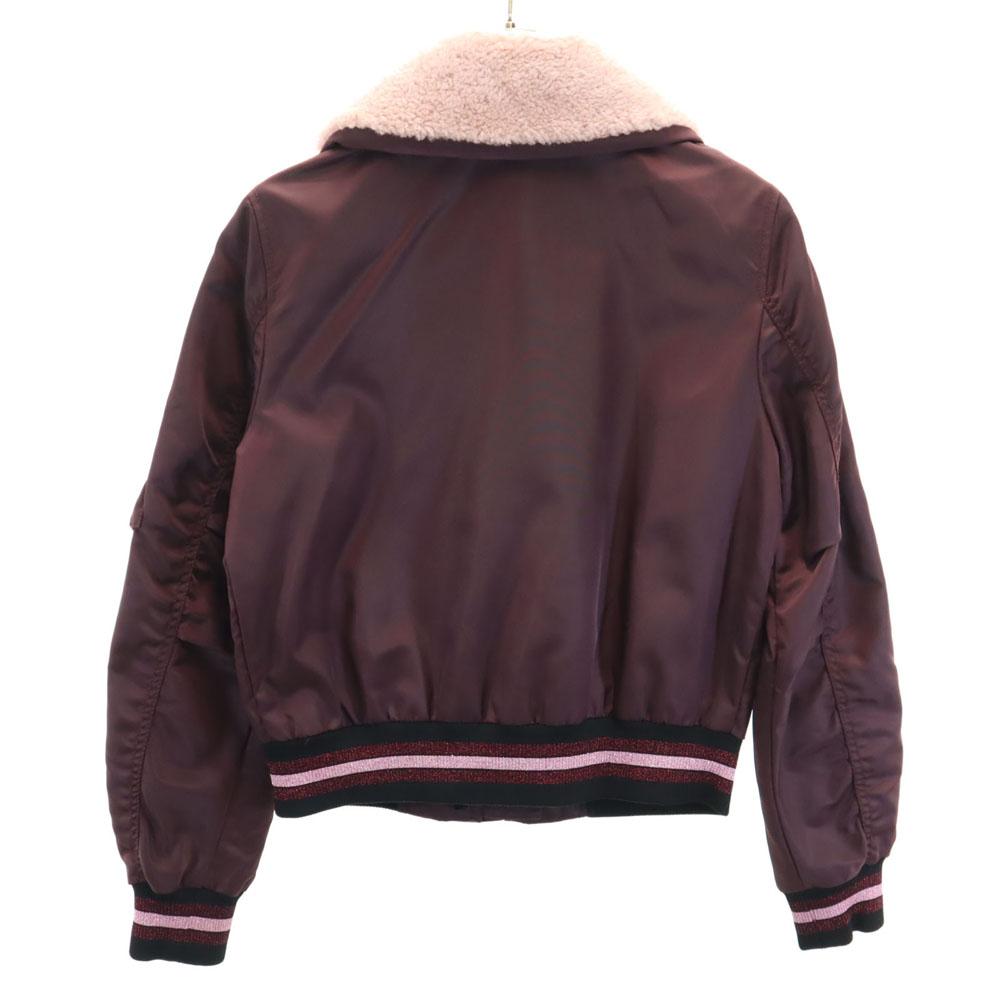 COACH With fur Nylon jacket 4 wine-red MA-1 bomber jacket Women Used