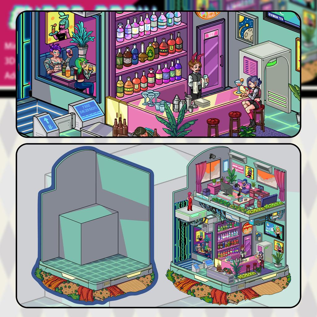 Cartoon Landscape Sticker Network Style House 3D 3D House Unlaza DIY Scene Manual Sticker