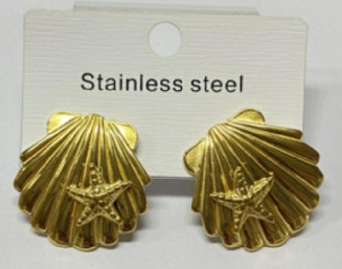 18K Gold Stainless Steel Flower Shell Beach Earrings
