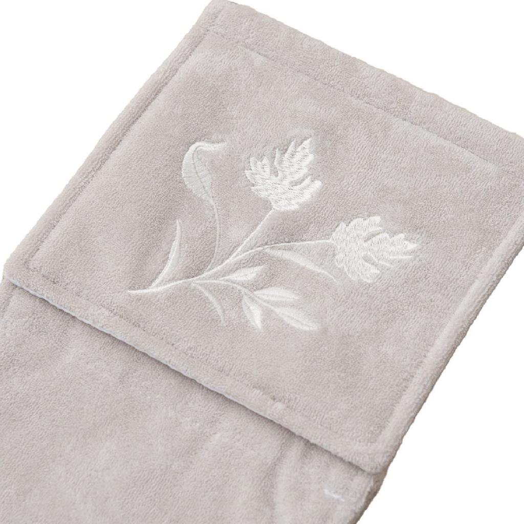 Senko New Silhouette Paper Holder Cover, Gray, Leaf Pattern Embroidered Cotton Fabric, 68682