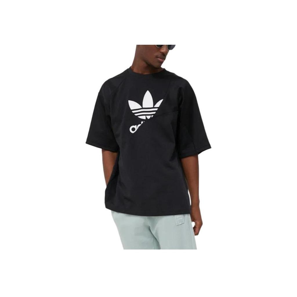 adidas Originals Logo Print Crew Neck Casual T-Shirt Men Tops Black HG1438