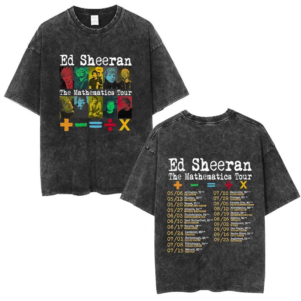Ed Sheeran European Tour 2025 Vintage Washed T Shirts Mens Women Clothing Cotton Casual Short Sleeve Tshirt Fashion Tee Shirts
