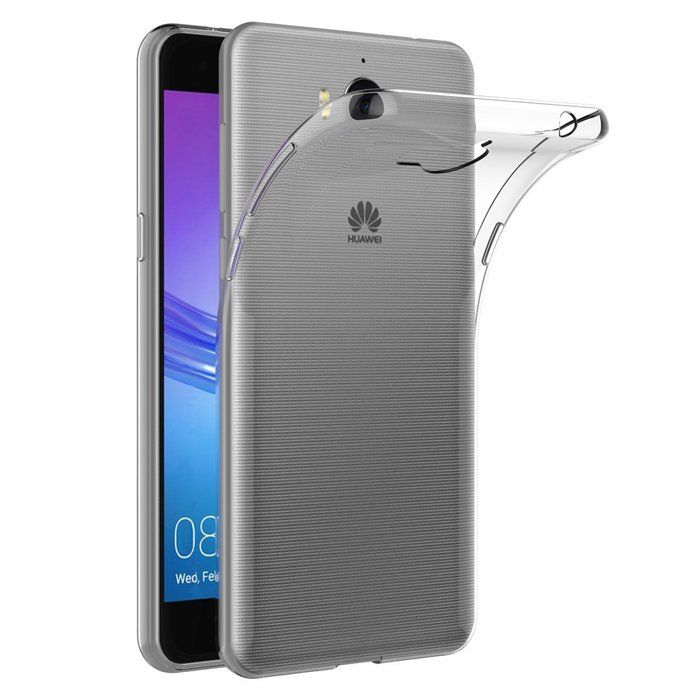 Coque et tour de cou pour Huawei Y5 2017 / Y6 2017 - TPU Souple Transparent Cordon Noir réglable Phonillico®