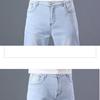 Men's Stretch Straight Jeans Classic Blue Business Casual Loose Large Size 38 Denim Pants Brand Trousers
