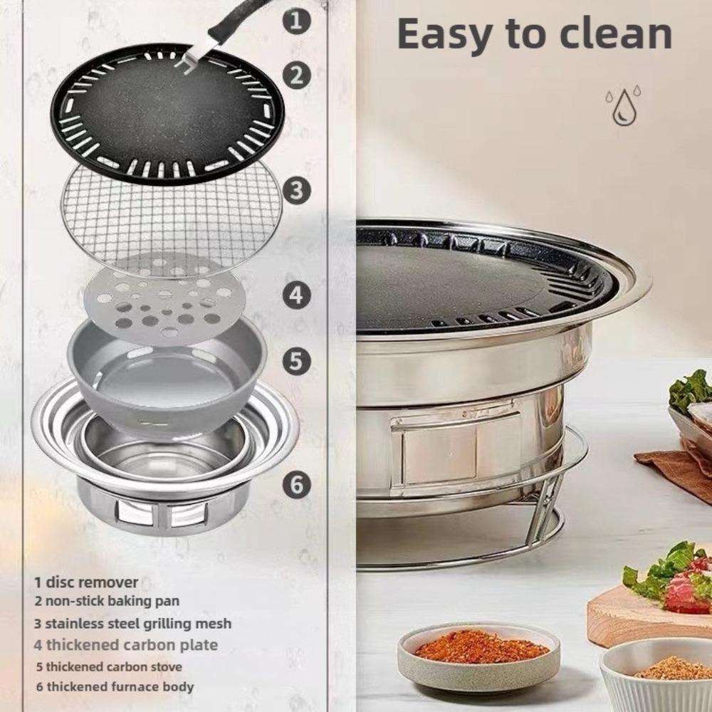 Multifunctional Charcoal Barbecue Grill, Household Korean BBQ Grill, Portable Camping Grill Stove, Tabletop Smoker Grill