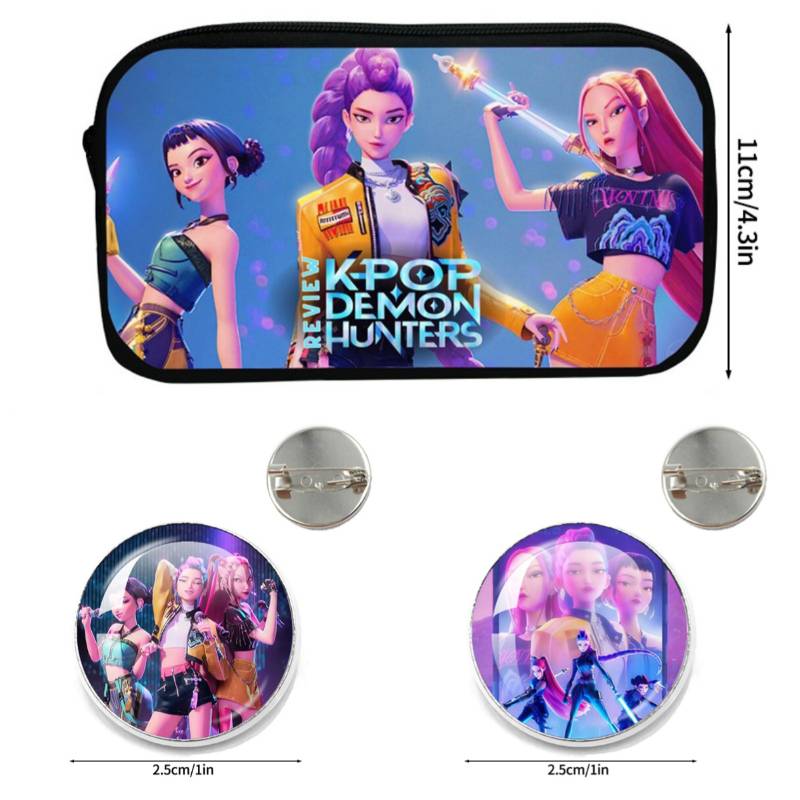 Dämonenjäger Federmäppchen Aufbewahrungstasche Cartoon Kpop D-Demon H Mädchen Federmäppchen Stifttaschen für Schüler Schreibtischzubehör