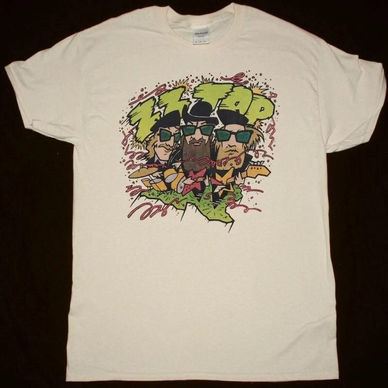 ZZ TOP SHIRT 1981 CARTOON Cotton White  Full Size S-5XL Unisex T-Shirt L