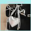 Miu Silver Heart Pu Keychain With Butterfly Bow Woven Rope For Fashion Accessories