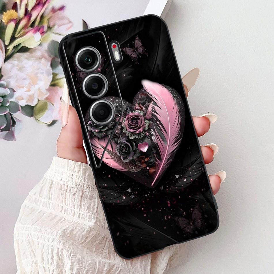 For Tecno Camon 40 Pro 4G Camon40 Elegant Floral Cat Phone Case For Camon 40 40Pro 4G CM6 CM5 Black Silicone Soft Cases Bumpers